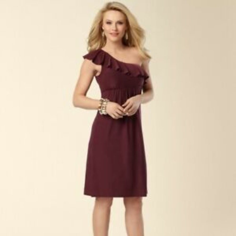 Soma Plum One Shoulder Pleated Dress Nightgown Large